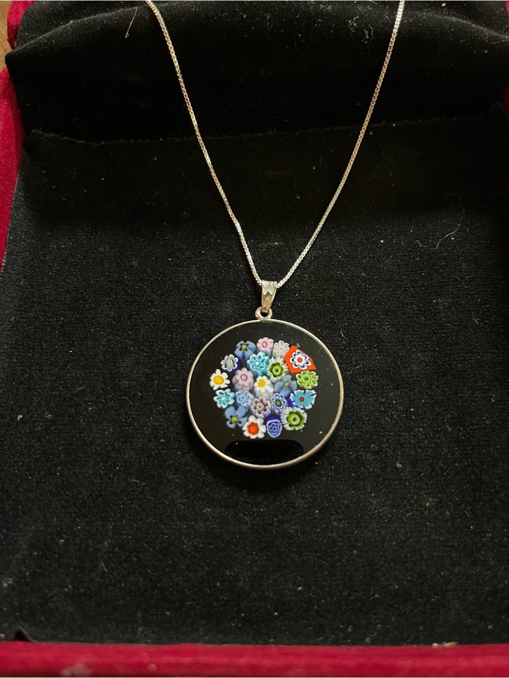 Authentic Murano Glass Millefiori Bouquet or Flower Cluster Pendant